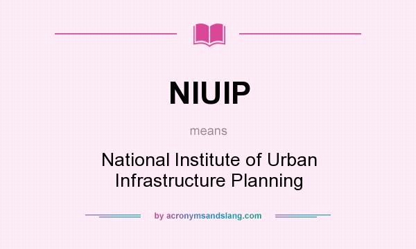 What does NIUIP mean? It stands for National Institute of Urban Infrastructure Planning