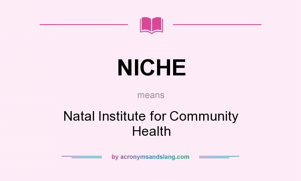 What does NICHE mean? It stands for Natal Institute for Community Health