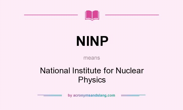 What does NINP mean? It stands for National Institute for Nuclear Physics