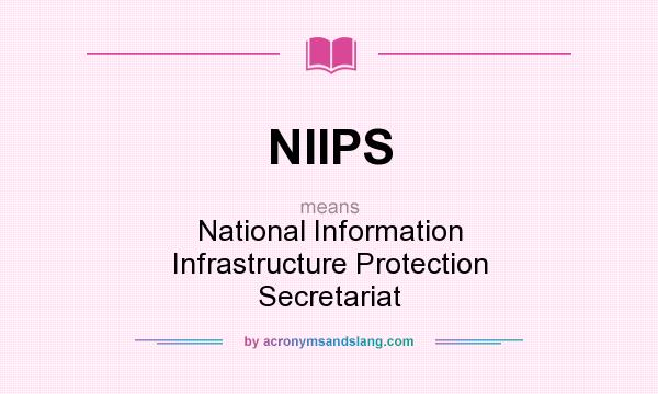 What does NIIPS mean? It stands for National Information Infrastructure Protection Secretariat