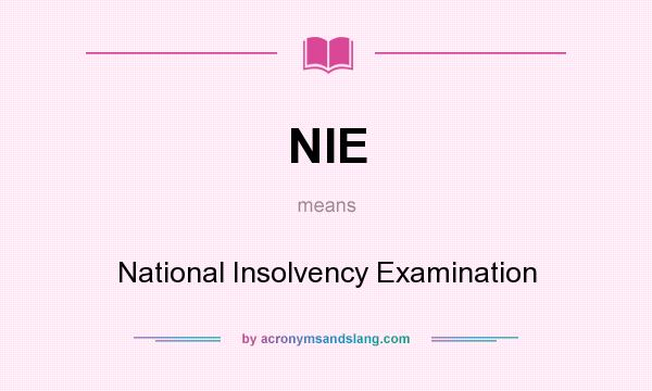 What does NIE mean? It stands for National Insolvency Examination