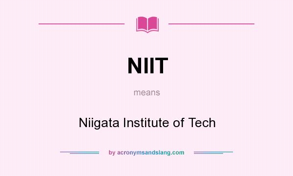What does NIIT mean? It stands for Niigata Institute of Tech