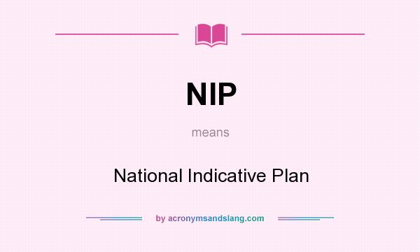 What does NIP mean? It stands for National Indicative Plan