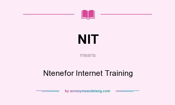 What does NIT mean? It stands for Ntenefor Internet Training