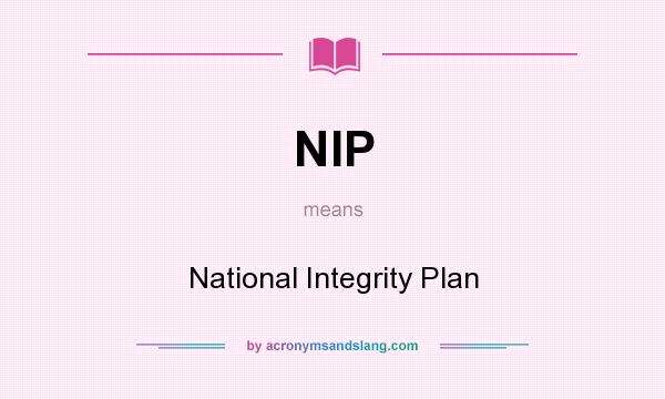 What does NIP mean? It stands for National Integrity Plan