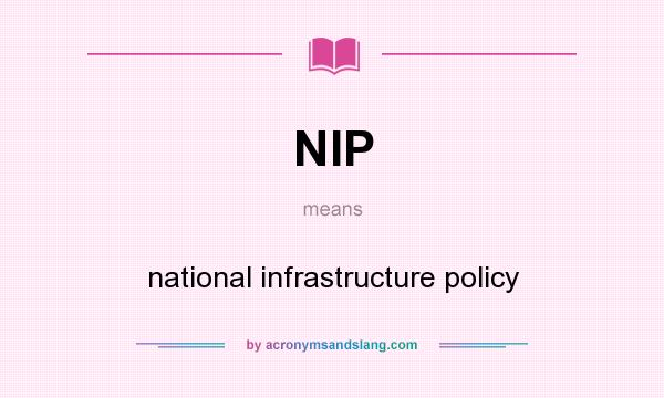 What does NIP mean? It stands for national infrastructure policy