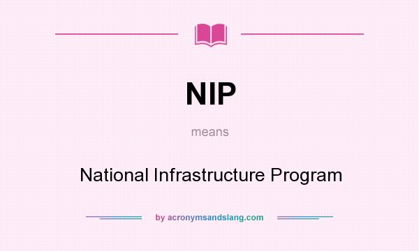 What does NIP mean? It stands for National Infrastructure Program