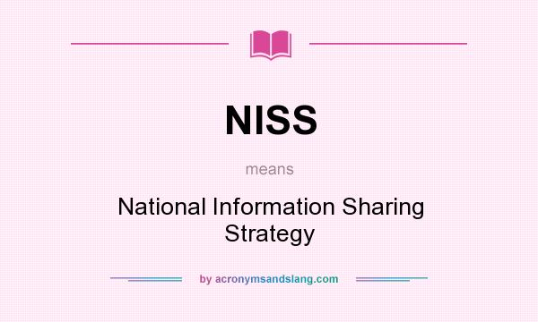 What does NISS mean? It stands for National Information Sharing Strategy