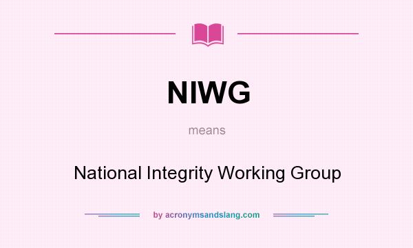 What does NIWG mean? It stands for National Integrity Working Group