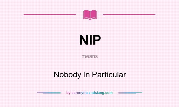 What does NIP mean? It stands for Nobody In Particular