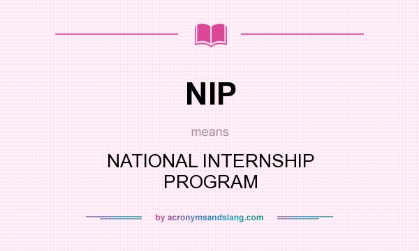 What does NIP mean? It stands for NATIONAL INTERNSHIP PROGRAM