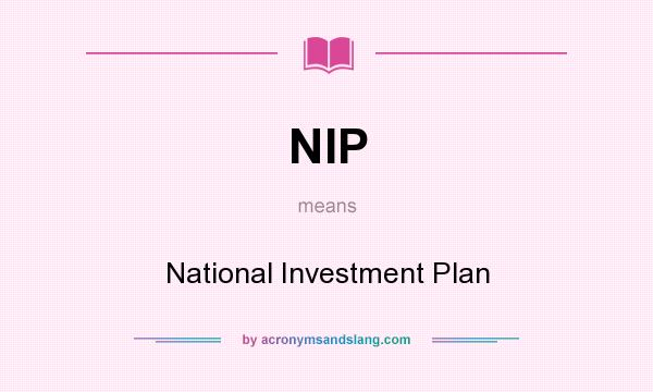 What does NIP mean? It stands for National Investment Plan