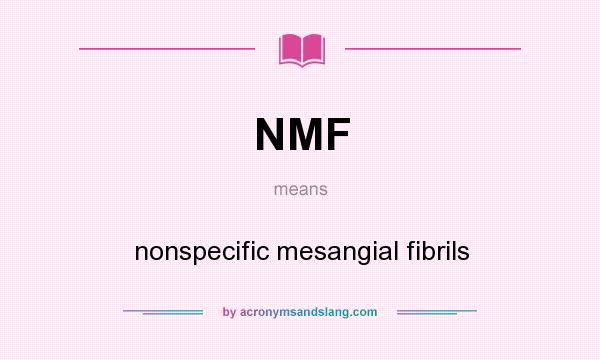 What does NMF mean? It stands for nonspecific mesangial fibrils