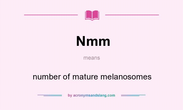 What does Nmm mean? It stands for number of mature melanosomes