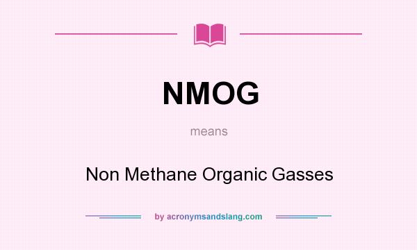 What does NMOG mean? It stands for Non Methane Organic Gasses