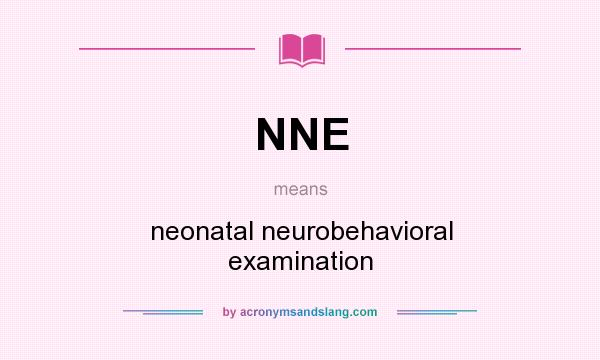 What does NNE mean? It stands for neonatal neurobehavioral examination