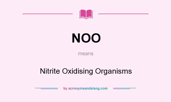 What does NOO mean? It stands for Nitrite Oxidising Organisms