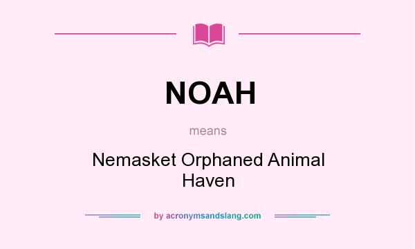 What does NOAH mean? It stands for Nemasket Orphaned Animal Haven