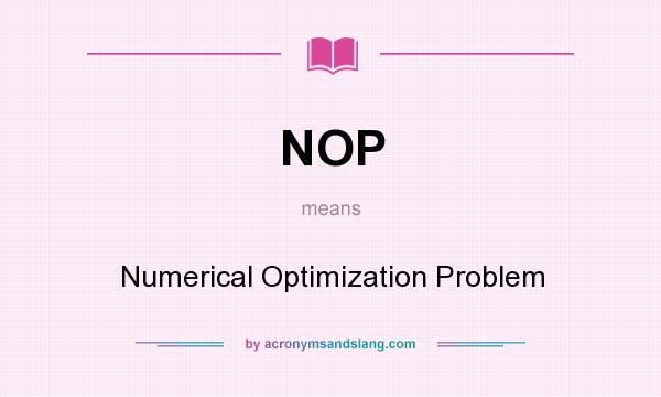 What does NOP mean? It stands for Numerical Optimization Problem
