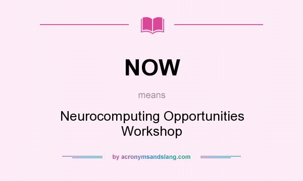 What does NOW mean? It stands for Neurocomputing Opportunities Workshop