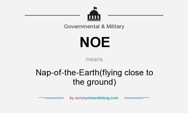 What does NOE mean? It stands for Nap-of-the-Earth(flying close to the ground)