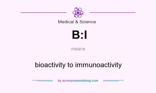 What does B:I mean? It stands for bioactivity to immunoactivity