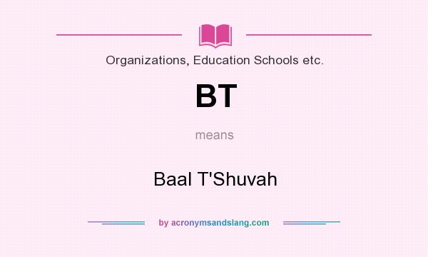What does BT mean? It stands for Baal T`Shuvah