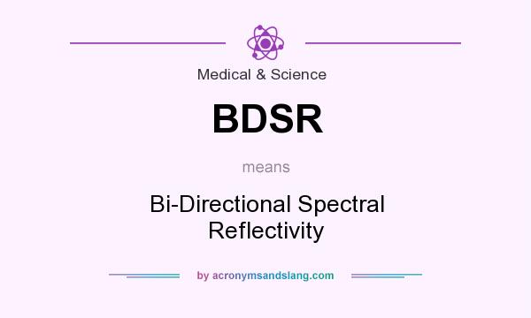 What does BDSR mean? It stands for Bi-Directional Spectral Reflectivity