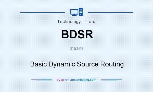 What does BDSR mean? It stands for Basic Dynamic Source Routing