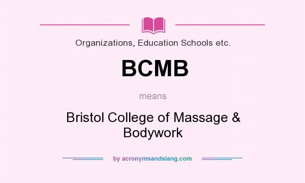 What does BCMB mean? It stands for Bristol College of Massage & Bodywork