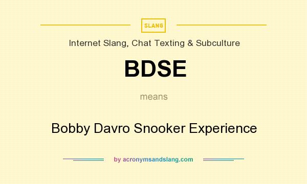 What does BDSE mean? It stands for Bobby Davro Snooker Experience