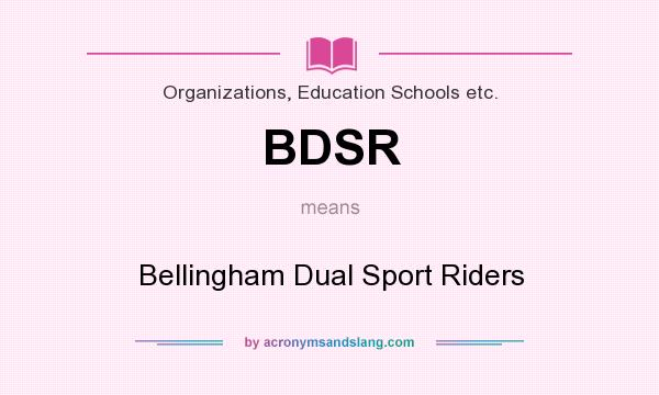 What does BDSR mean? It stands for Bellingham Dual Sport Riders