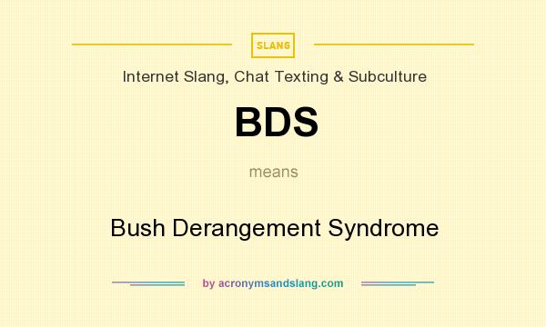 What does BDS mean? It stands for Bush Derangement Syndrome