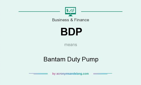 What does BDP mean? It stands for Bantam Duty Pump