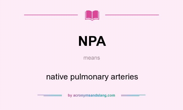 What does NPA mean? It stands for native pulmonary arteries