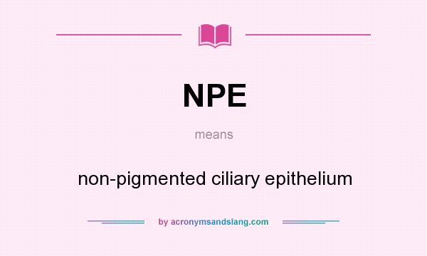 What does NPE mean? It stands for non-pigmented ciliary epithelium