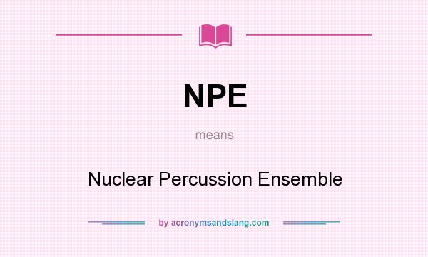 What does NPE mean? It stands for Nuclear Percussion Ensemble