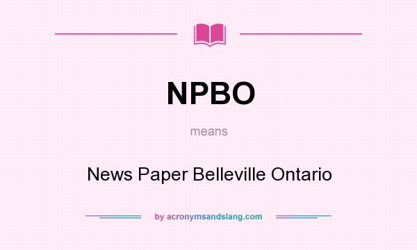 What does NPBO mean? It stands for News Paper Belleville Ontario