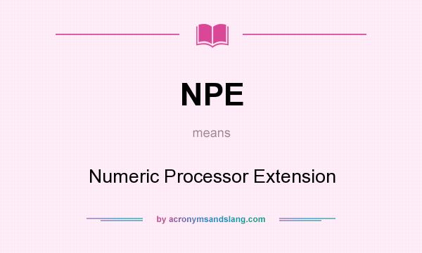 What does NPE mean? It stands for Numeric Processor Extension