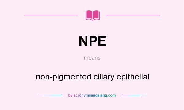 What does NPE mean? It stands for non-pigmented ciliary epithelial