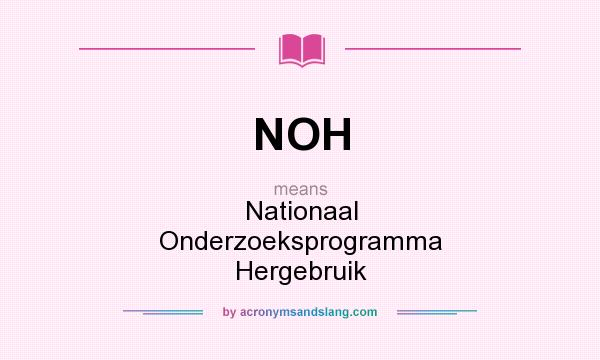 What does NOH mean? It stands for Nationaal Onderzoeksprogramma Hergebruik