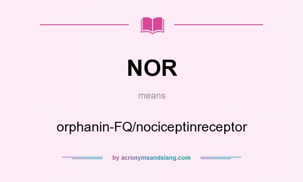 What does NOR mean? It stands for orphanin-FQ/nociceptinreceptor