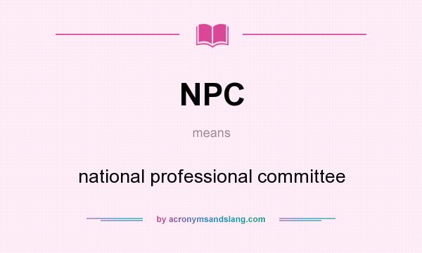 What does NPC mean? It stands for national professional committee