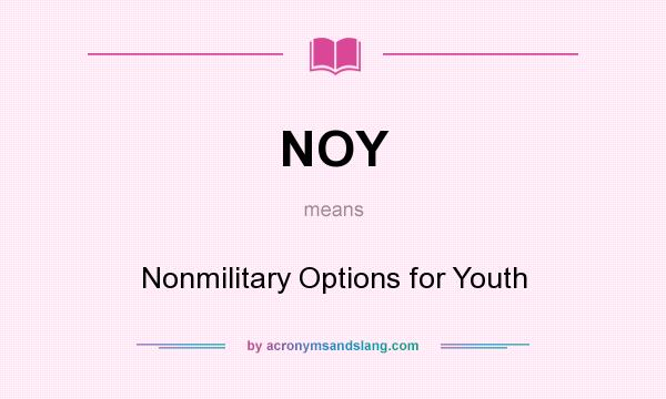 What does NOY mean? It stands for Nonmilitary Options for Youth