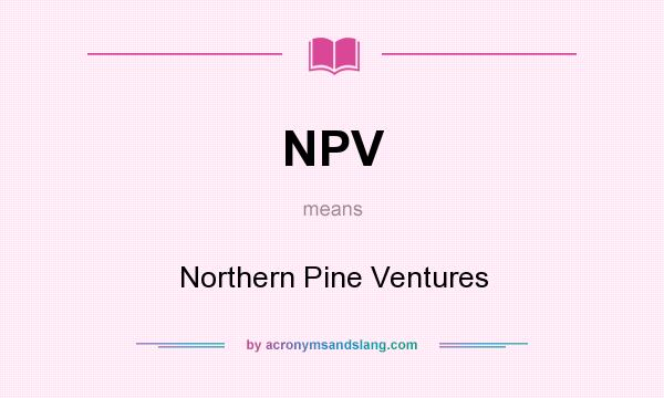 What does NPV mean? It stands for Northern Pine Ventures