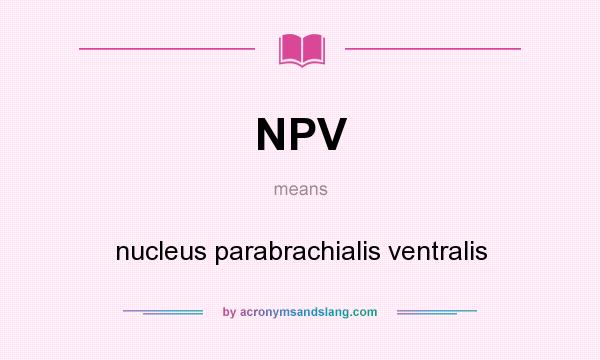 What does NPV mean? It stands for nucleus parabrachialis ventralis