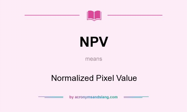 What does NPV mean? It stands for Normalized Pixel Value