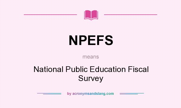 What does NPEFS mean? It stands for National Public Education Fiscal Survey