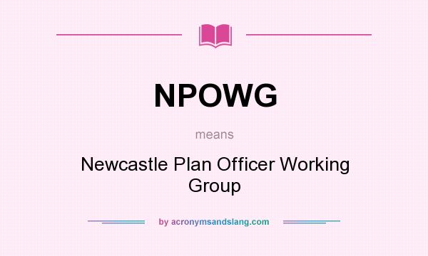 What does NPOWG mean? It stands for Newcastle Plan Officer Working Group