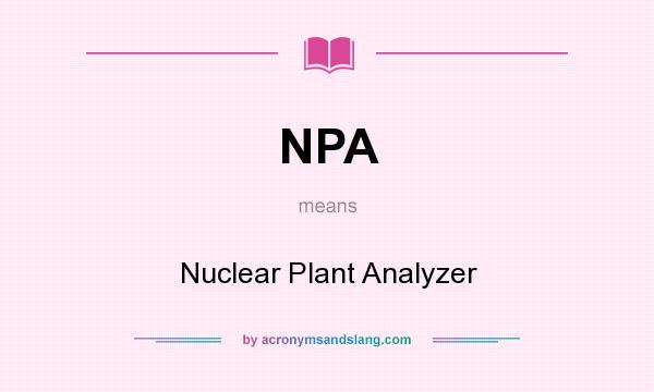 What does NPA mean? It stands for Nuclear Plant Analyzer
